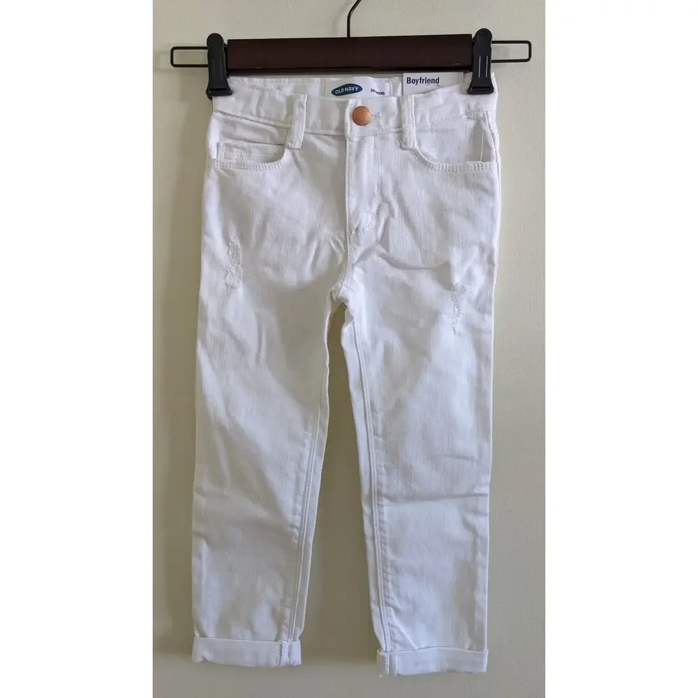 Old Navy Girls Boyfriend White Jeans Sz 4T
